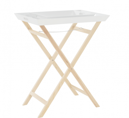 Servírovací stolek se dvěma snímatelnými tácky, bílá/přírodní, NORGE