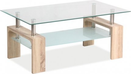 LISA BASIC II - konferenční stolek dub sonoma/ sklo čiré tvrzené 100 x 60 x 55  LISABASIC2TDS (S) (K150-E)