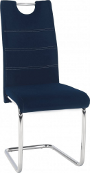 Pohupovací jídelní židle ABIRA NEW modrá Velvet látka/chrom