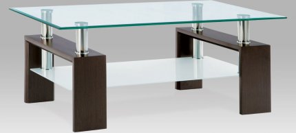 Konferenční stolek AF-1024 WAL, 110x60x45 cm, ořech / čiré sklo 8 mm