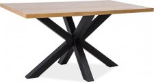 Jídelní stůl CROSS 150x90, dub masiv/černý kov
