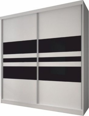 Skříň s posuvnými dveřmi, bílá / černé sklo, 203x218, MULTI 11