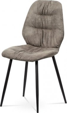 Jídelní židle, potah hnědá látka v dekoru vintage kůže, kovová podnož, černý matný lak AC-1127 BR3