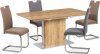 Rozkládací jídelní stůl 160+50x90 cm, 3D dekor dub / broušený nerez HT-670 OAK