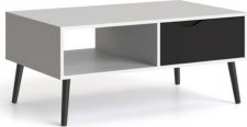 Konferenční stolek Retro 384, se zásuvkou, bílá/černá