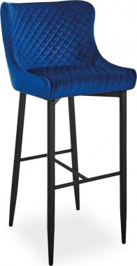 Barová židle COLIN B H-1 VELVET granátová modrá/černý kov