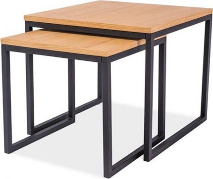Konferenční stolek LARGO DUO set 2 kusů, dub/černý kov