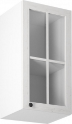 Horní kuchyňská skříňka PROVANCE G40S, pravá, bílá/sosna andersen/sklo