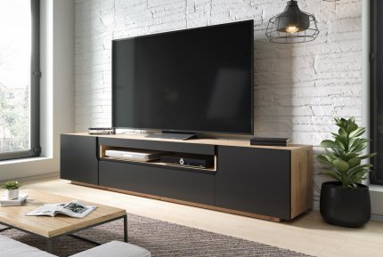 Televizní stolek SOMIN, doze, artisan/černý mat
