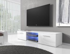 Televizní stolek RTV 03 s LED bílá/bílá lesk