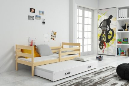 Dětská postel Norbert II 90x200 s přistýlkou, borovice/bílá