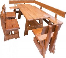 Dřevěná zahradní sestava OM-264, (1x stůl + 1x lavice roh + 3x židle) výběr barev