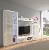 Obývací stěna, sestava RIZO bílá/beton