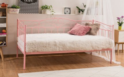 Kovová postel BIRMA 90x200, růžová