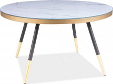 Kulatý konferenční stolek VEGA B bílý mramor/černá/zlatá