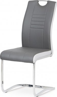 Pohupovací jídelní židle DCL-406 GREY, ekokůže šedá s bílými boky/chrom