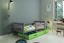 Dětská postel Carlo 80x190 s úložným prostorem, grafit/zelená
