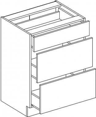 Spodní kuchyňská skříňka PALMYRA D60/S3 se šuplíky, šedá/mocca