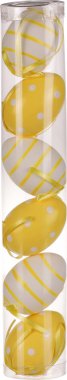 Vajíčka plastová, barva žluto - bílá. Cena za balení 6 ks. VEL7166 YEL