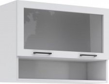 Horní kuchyňská skříňka Irma KL100-1W+P výklopná, bílá/sklo