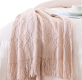 TEMPO-KONDELA SULIA TYP 2, pletená deka s třásněmi, světle růžová, 150x200 cm