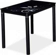 DAMAR (DAMARC) jídelní stůl 100X60  černý / černé nohy, tvrzené sklo s ornamentem (DAMARC) (S) (K150-E)