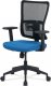 Kancelářská židle KA-M02 BLUE, modrá látka+černá síťovina, houpací mech., plastový kříž
