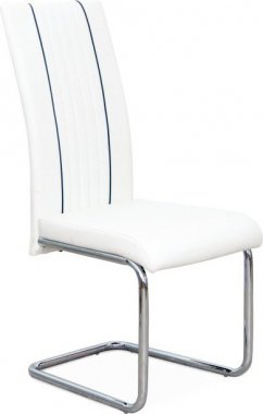 Jídelní židle, ekokůže bílá / černá / chrom, LESANA