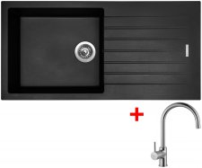 Dřez s odkapem Sinks PERFECTO 1000 Pureblack+baterie VITALIA - PE10026VICL