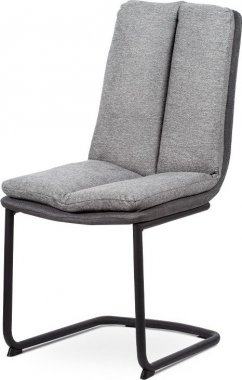 Konferenční a jídelní židle - látka světle / tmavě šedá, kovová podnož, černý matný lak HC-041 GREY2