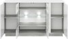 Komoda RUBENS 2D3S s LED osvětlením, beton šedý/bílá lesk