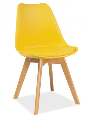Plastová jídelní židle KRIS žlutá/buk