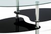 Oválný konferenční stolek GCT-302 GBK1, čiré, černé sklo/leštěný nerez