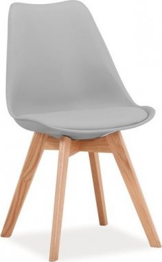 Plastová jídelní židle KRIS světle šedá/dub