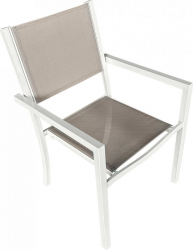 Zahradní stohovatelná židle, bílá ocel/světle šedá, DORIO