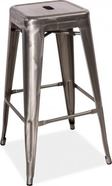 Barová kovová židle LONG ocel kartáčovaná