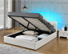 Čalouněná postel JADA NEW 160x200, s úložným prostorem a LED osvětlením, bílá
