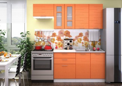 Kuchyňská linka TECHNO 200 cm, oranžová metalic