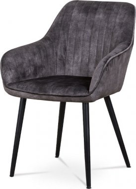 Jídelní a konferenční židle, potah černá látka v dekoru žíhaného sametu, kovové nohy - černý lak AC-9980 BK2