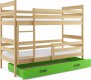 Patrová postel Norbert s úložným prostorem, borovice/zelená