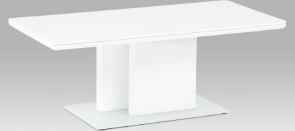 Konferenční stolek HCT-655 WT, vysoký lesk bílý / tvrzené sklo