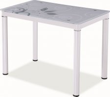 Jídelní stůl DAMAR 80x60, kov/sklo, bílý