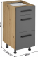 Spodní kuchyňská skříňka LANGEN D40S3 se šuplíky, dub artisan/šedý mat, s úchytkami