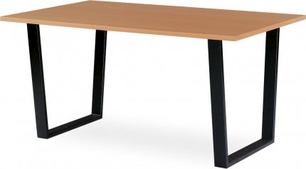 Jídelní / kancelářský stůl 150x90 cm, MDF + dýha tmavý buk, kovová podnož, černý matný lak BT-3000 BUK3