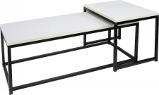 Konferenční stolek KASTLER NEW TYP 2, set 2 kusů, bílá/černý kov