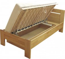 TINKA 2  - š.90 dřevěná postel s úp a rošty boční výklop-  MASIV-BUK kolekce "FN"(TINA 2=4balíky) (K150-E)