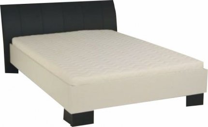 Manželská postel, ekokůže černá/bílé lamino, 180x200, TALIA