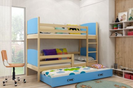 Patrová postel s přistýlkou Tamita borovice/modrá