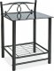 Kovový noční stolek ET-920 černý kov/sklo
