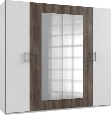 Šatní skříň MIRABEL 750, 4-dveřová, bílá/dub bahenní